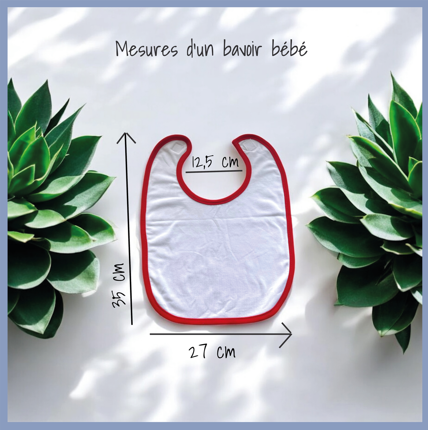 Bavoir doublure éponge Blanc avec bordure de couleur personnalisable