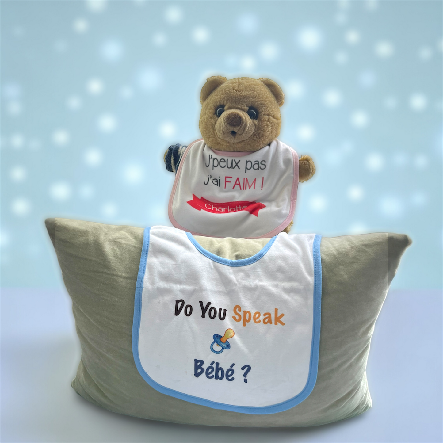 Bavoir doublure éponge Blanc avec bordure de couleur personnalisable