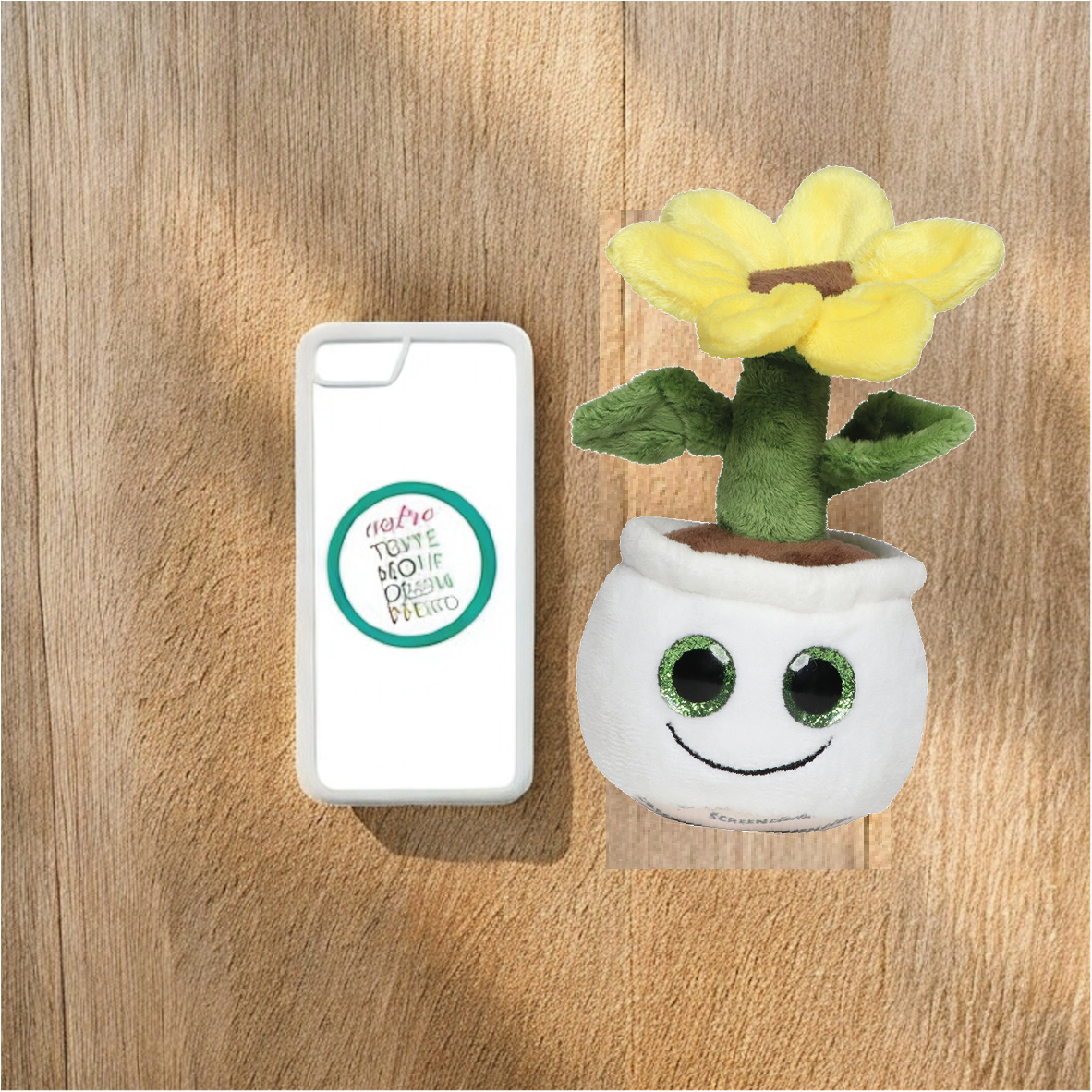 Coque de téléphone et sa charmante Peluche Schmoozies nettoyeuse d'écran