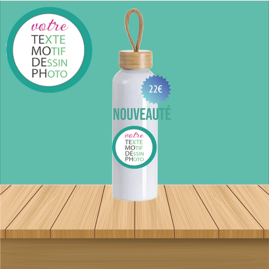 Gourde en aluminium bouchon bambou 600 ml