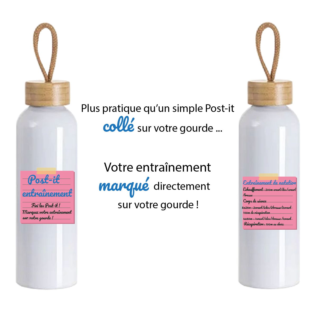 Gourde en aluminium bouchon bambou 600 ml